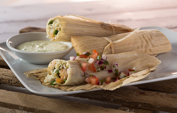 Seafood Tamales with Roasted Poblano Cream Sauce - Mission Foodservice