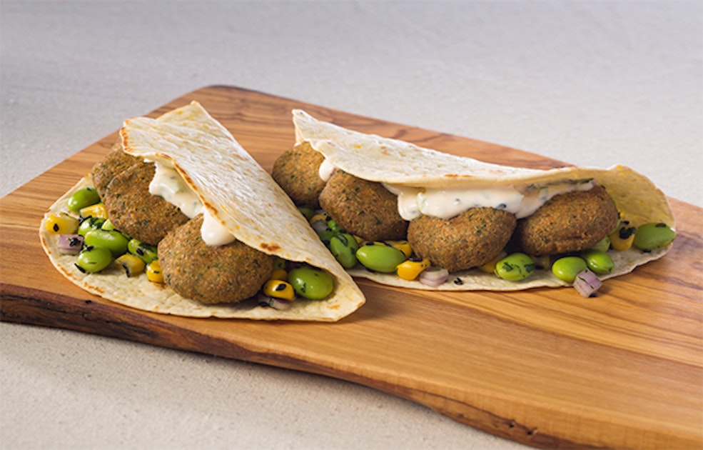 Edamame Falafel Tacos with Edamame Corn Salsa - Mission Foodservice