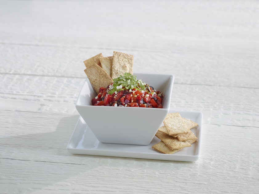 Red Pepper Bruschetta with Tortilla Chips - Mission Foodservice